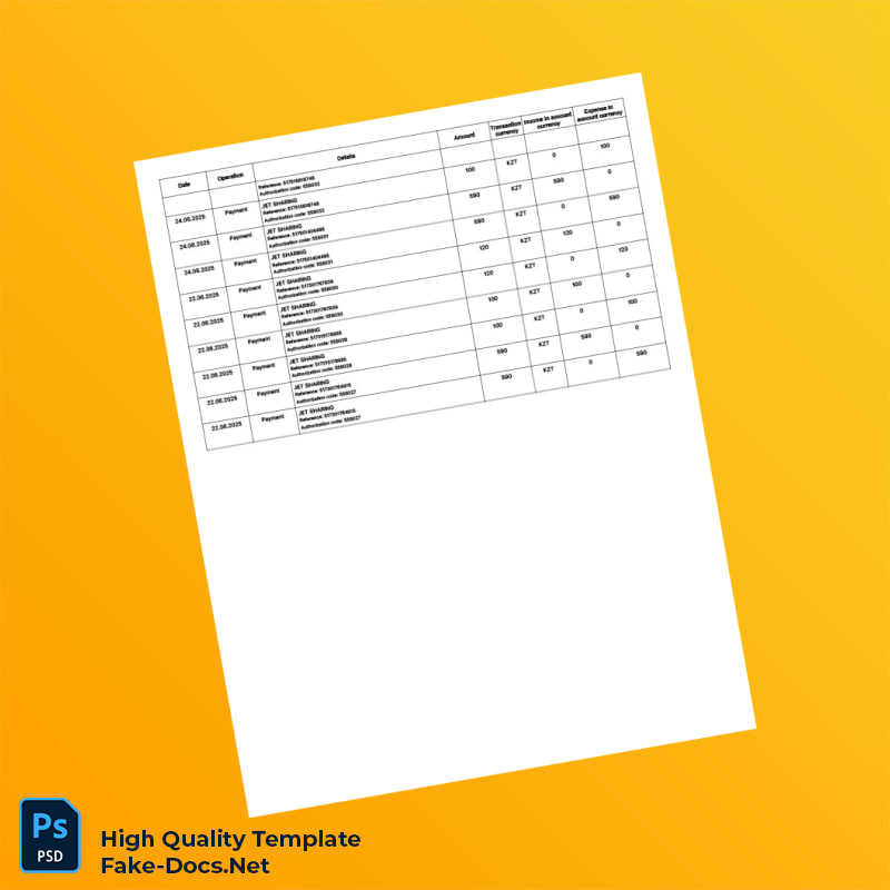 Kazakhstan Alatau City Bank Statement Template in Word and PDF formats 8 page Kazakhstan Alatau City Bank Statement Template in Word and PDF formats 8 page