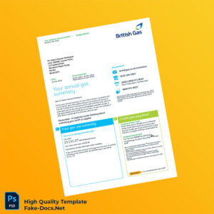 Kazakhstan British Gas Editable Utility Bill Template in Word and PDF formats 3 page