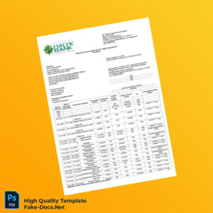 Kazakhstan Halyk Bank Credit Card Statement Template in Word and PDF formats 4 page