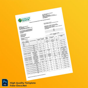 Kazakhstan Halyk Bank Statement Template in Word and PDF formats 3 page