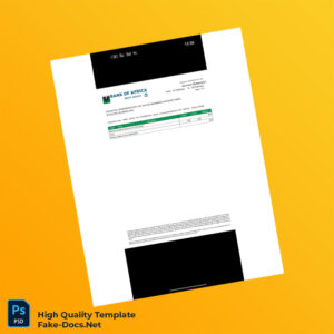 Kenya Bank Of Africa Account Statement Template in Word and PDF formats