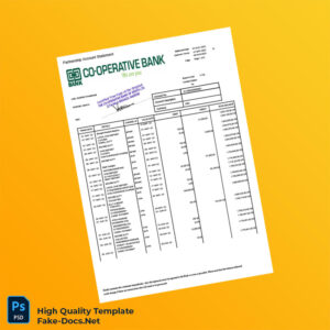 Kenya Co-operative Bank Statement Template in Word and PDF formats 8 page