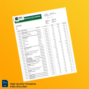 Kenya Cooperative Bank Statement Template in Word and PDF formats 2 page