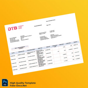 Kenya DTB Bank Statement Template in Word and PDF formats 8 page