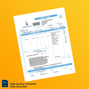 Kenya Kenya Power Editable Electricity Bill Template in Word and PDF formats
