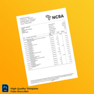 Kenya NCBA Bank Statement Template in Word and PDF formats