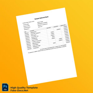 Kenya Sample National Bank Statement Template in Word and PDF formats