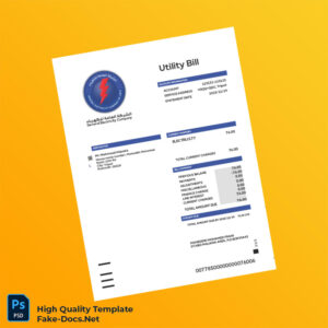 Libya General Electricity Company Editable Electricity Bill Template in Word and PDF formats