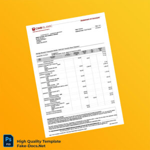 Malaysia Bank Statement Template in Word and PDF formats 3 page