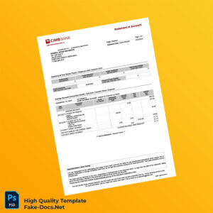 Malaysia CIMB Bank Statement Template in Word and PDF formats