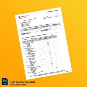Malaysia CMB Bank Statement Template in Word and PDF formats 3 page