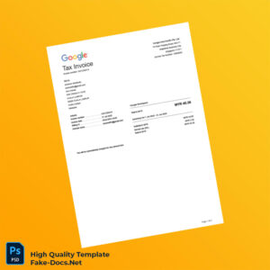 Malaysia Google Workspace Editable Tax Invoice Template in Word and PDF formats 2 page