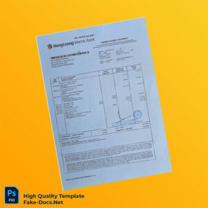 Malaysia Hong Leong Islamic Bank Berhad Account Statement Template in Word and PDF formats 3 page