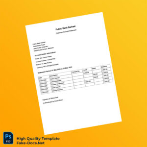 Malaysia Public Bank Statement Template in Word and PDF formats