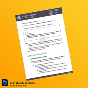 Malaysia Wolf Ventures Editable Amazon Seller Account Opening Template in Word and PDF formats 4 page