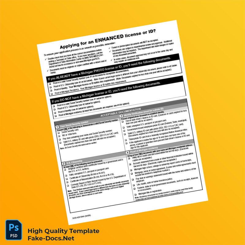 Michigan Editable Requirements For ID Template in Word and PDF formats Michigan Editable Requirements For ID Template in Word and PDF formats