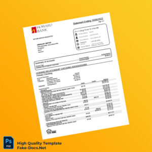 Morocco Howard Bank Account Statement Template in Word and PDF formats 2 page