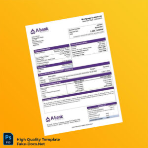 Myanmar A Bank Mortgage Statement Template in Word and PDF formats