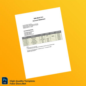 Netherlands SNS Bank Account Statement Template in Word and PDF formats
