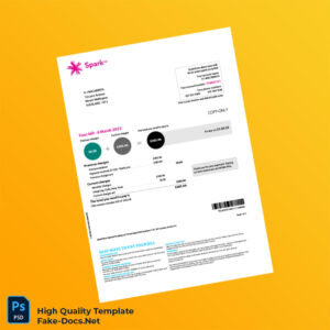 New Zealand Spark Editable Billing Summary Template in Word and PDF formats 2 page