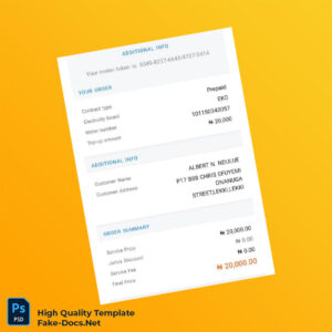 Nigeria Electricity Board Editable Utility Bill Template in Word and PDF formats