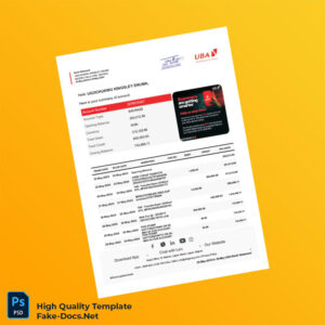 Nigeria UBA Bank Statement Template in Word and PDF formats