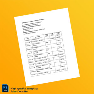 Oman Bank Dhofar Statement Template in Word and PDF formats 2 page