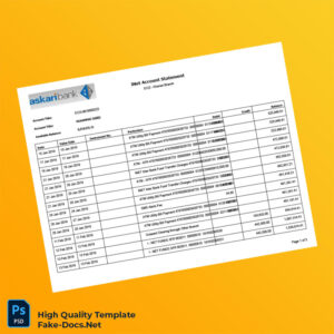 Pakistan Askari Bank Editable Account Statement Template in Word and PDF formats 3 page