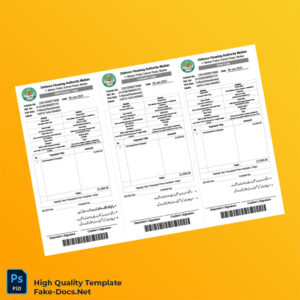 Pakistan Defence Housing Authority Editable Challan Receipt Template in Word and PDF formats
