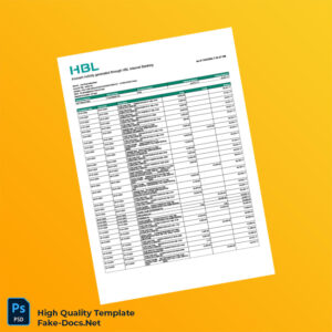 Pakistan HBL Bank Editable Account Statement Template in Word and PDF formats