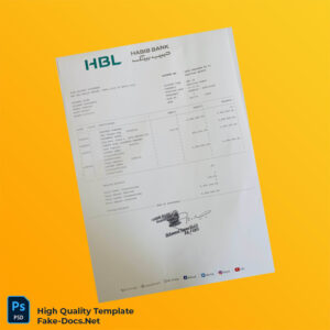 Pakistan HBL Bank Statement Template in Word and PDF formats 2 page