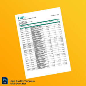 Pakistan HBL Editable Account Statement Template in Word and PDF formats