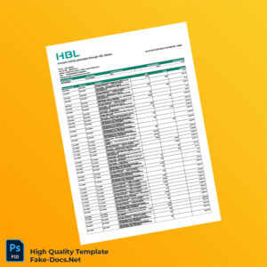 Pakistan HBL Editable Bank Statement Template in Word and PDF formats 2 page