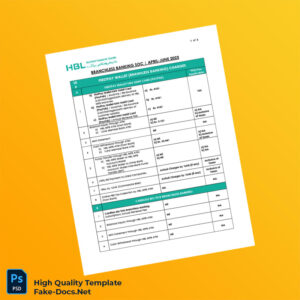 Pakistan HBL MFB Editable Branchless Banking Charges Template in Word and PDF formats 2 page