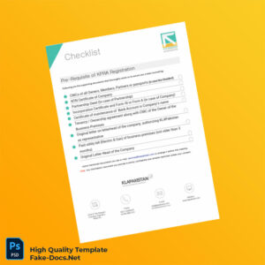 Pakistan KLA Pakistan Editable Checklist of KPRA Registration Template in Word and PDF formats