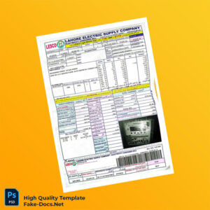 Pakistan LESCO Editable Electricity Bill Template in Word and PDF formats