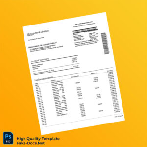 Pakistan Meezan Bank Statement Template in Word and PDF formats