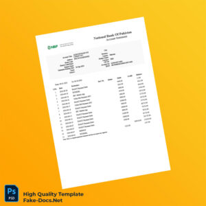 Pakistan National Bank Editable Statement Template in Word and PDF formats