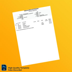 Pakistan National Bank Statement Template in Word and PDF formats
