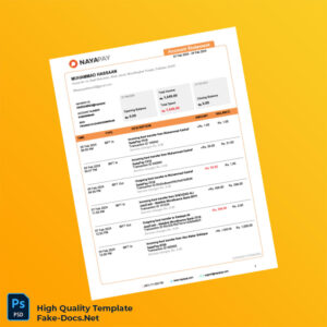 Pakistan NayaPay Bank Statement Template in Word and PDF formats 2 page