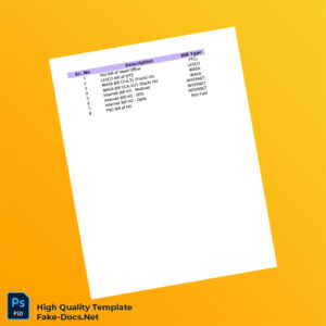 Pakistan WASA Editable Utility Bills Record Template in Word and PDF formats 2 page