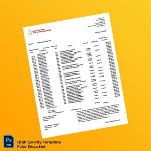 Philippines BPI Bank Statement Template in Word and PDF formats