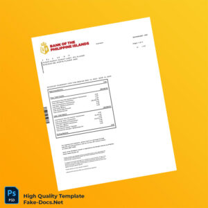 Philippines Bank Of The Philippine Islands Bank Statement Template in Word and PDF formats 4 page