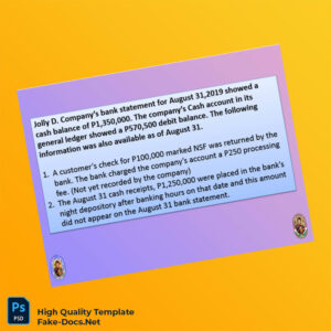 Philippines Bank Reconciliation Statement Template in Word and PDF formats 2 page