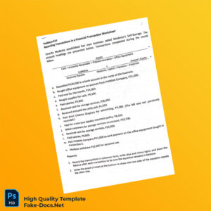 Philippines Editable Accounting Exercise Template in Word and PDF formats