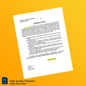 Philippines Editable Certification Template in Word and PDF formats
