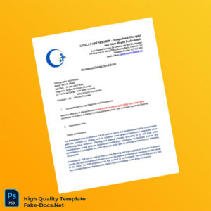 Philippines Editable Occupational Therapy Plan of Action Template in Word and PDF formats 4 page