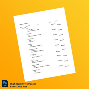 Philippines J Madela Repair Shop Editable General Journal Template in Word and PDF formats 3 page