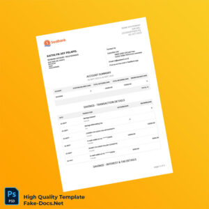 Philippines Seabank Statement Template in Word and PDF formats 2 page