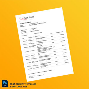 Poland Bank Pekao S A Bank Statement Template in Word and PDF formats 2 page